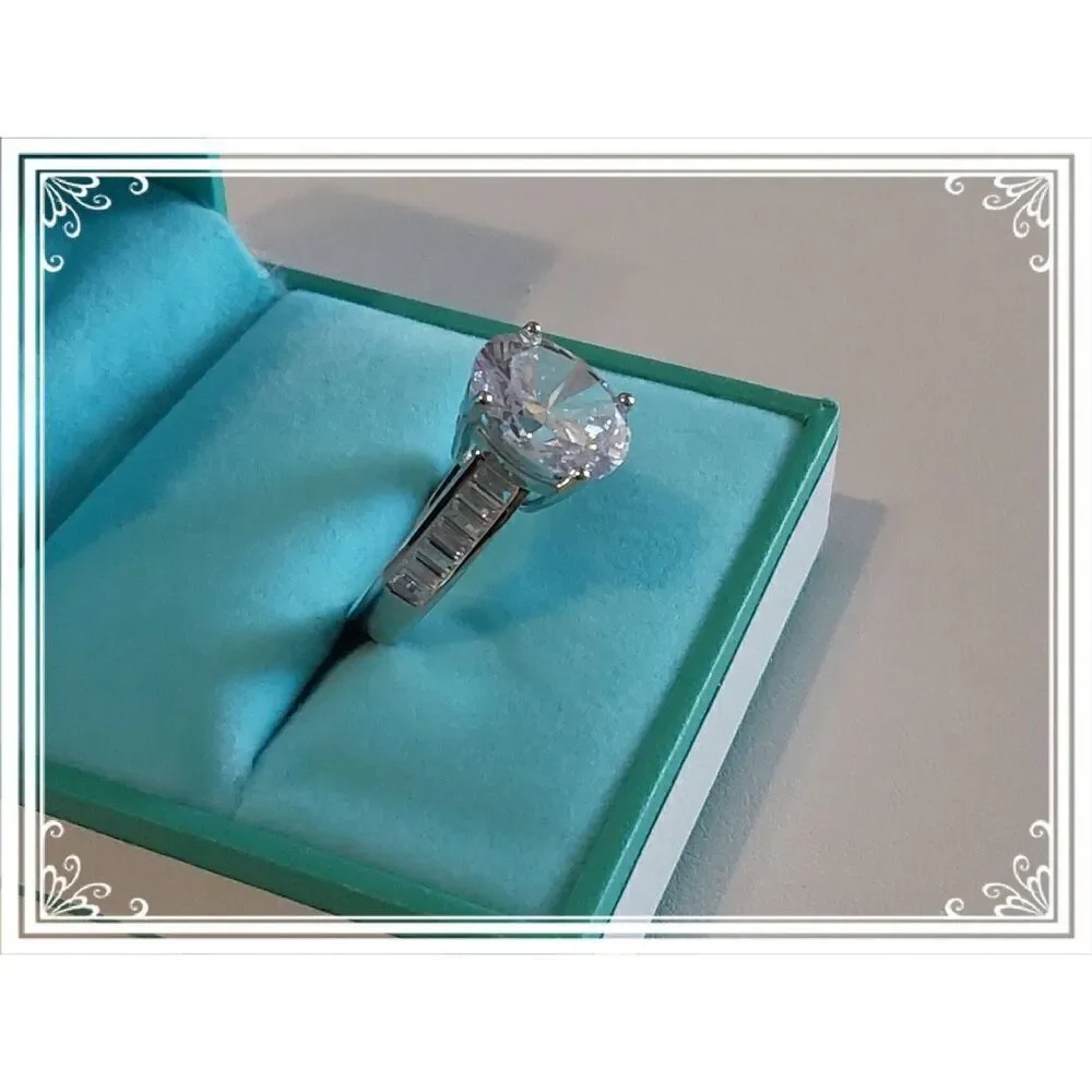 Gorgeous 10.18 Ct. Genuine Diamond Simulant Oval~Baguette~Round Bridal Set #8